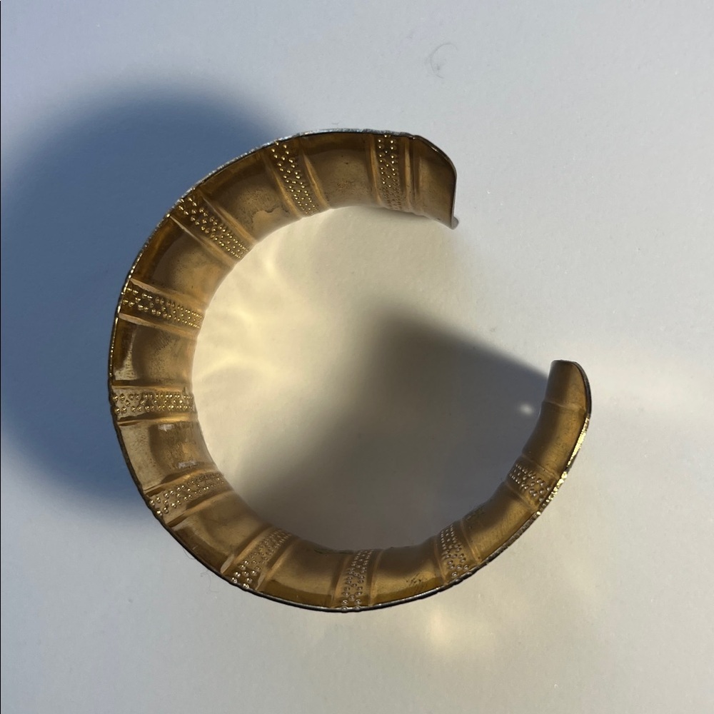 Gold And Patterned Cuff Bracelet - image 4